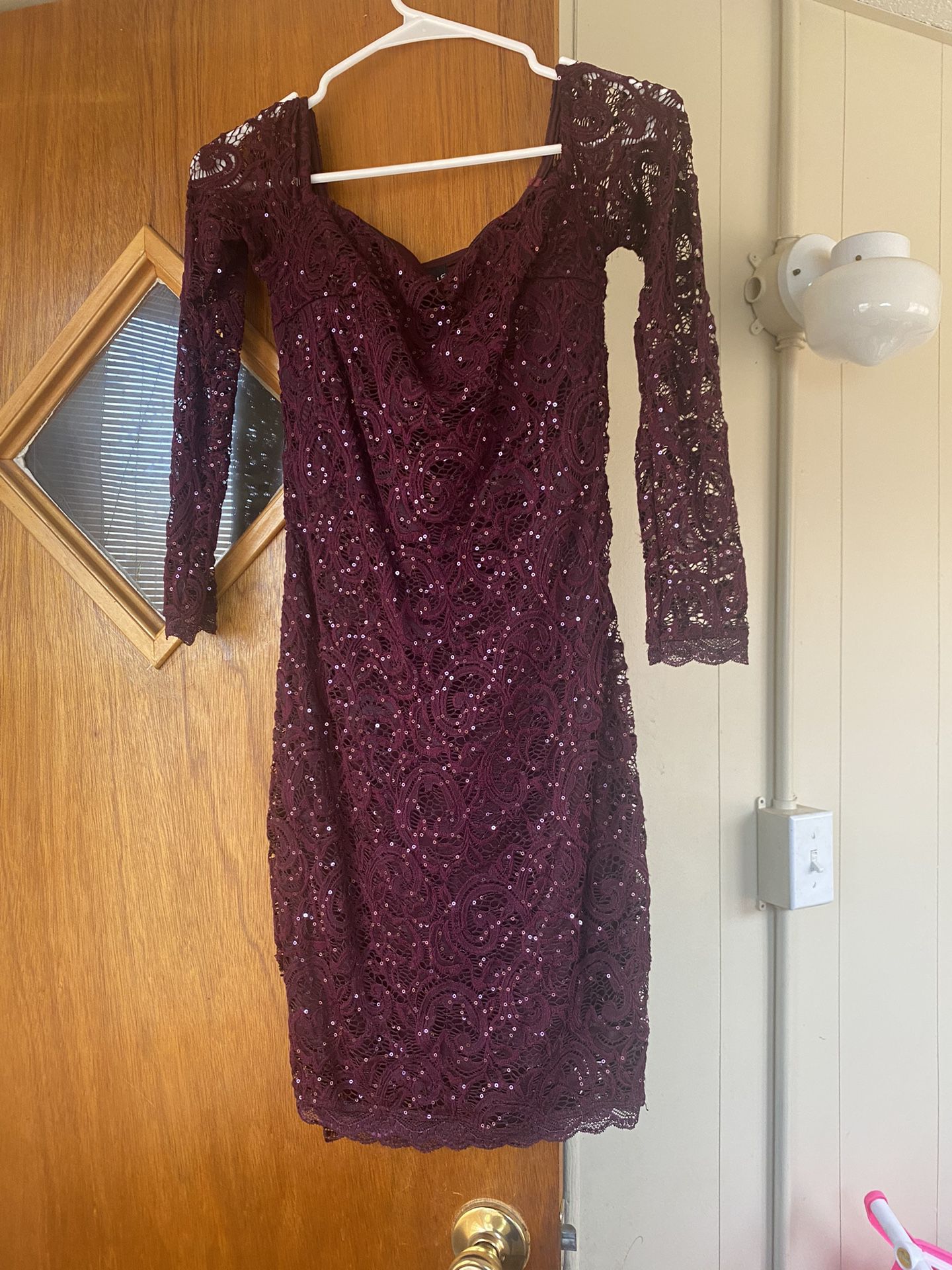 dark purple sequin fitted dresss