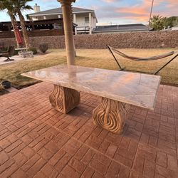 Marble Table With Cantera Pedestal Bases
