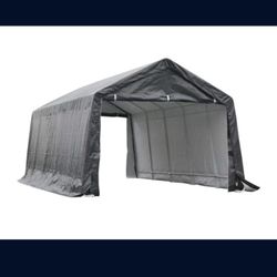 12 ft. x 20 ft. x 9 ft. Grey Roof PE Carport Canopy Tent with Durable Construction and A Simple Setup