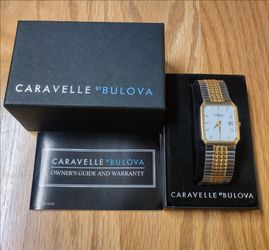 Vintage Bulova Wristwatch In Box, Date Indicator, Mens, Rare!