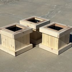 3 Custom Sanded Pine Planter Box’s