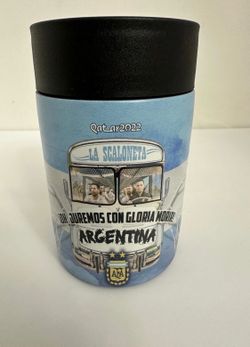 Argentina National Futbol Club Soccer Qatar 2022 Metal Can Holder Koozie NEW
