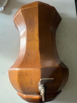 Vintage Wooden Wall Mount Faux Dispenser with Brass Spigot