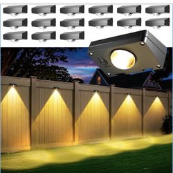 AUDERWIN Luces solares para valla al aire libre, impermeables, 16 paquetes, luces de valla alimentadas por energía solar, 3 modos de iluminación, luz 