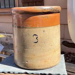 Antique Stoneware Crock With Beautiful Earth Toned Colors