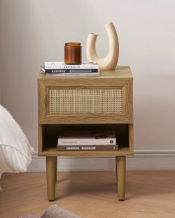 Mopio Haylee set of 2 nightstands  Oak Rattan