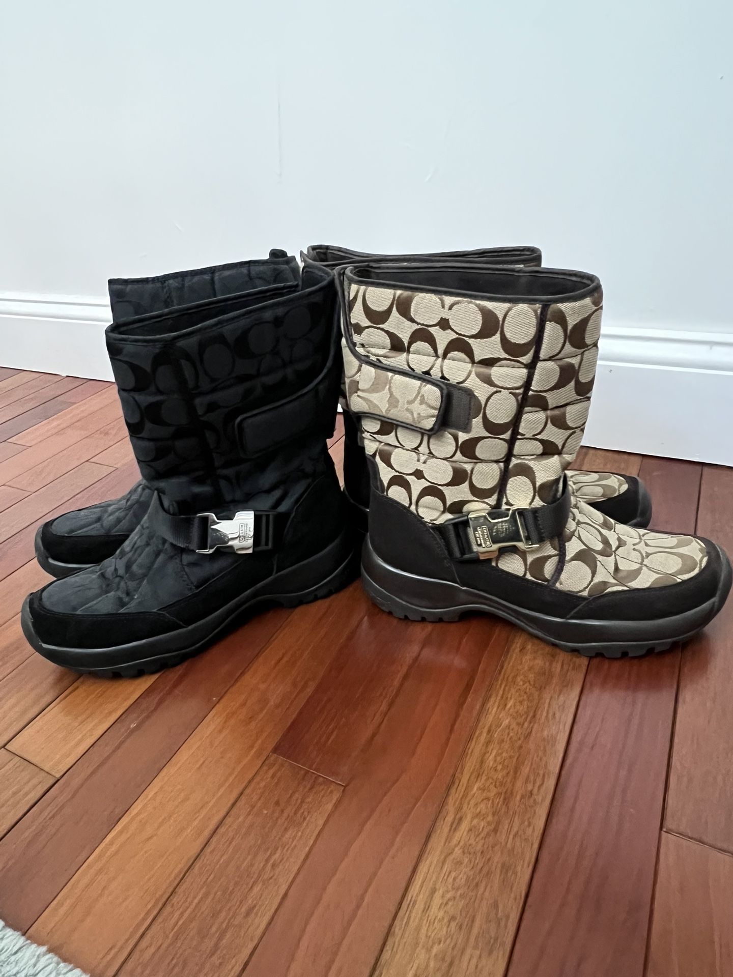 2 Coach Women Sharron A7642 Winter Womens Boots Black & Brown Size 8