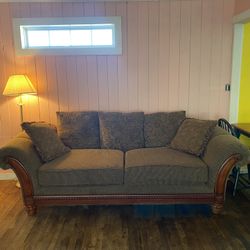 Brown Wood Frame Couch – $250 – Minimal Wear