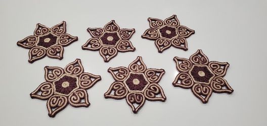 Vintage Woven Straw Flower Trivets Set Of 6 Raffia Boho Rattan Hot Mats