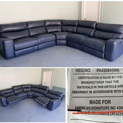 Electric Reclining Leather Sectional by American Signature 