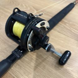 Shimano TLD 20 fishing rod and reel.