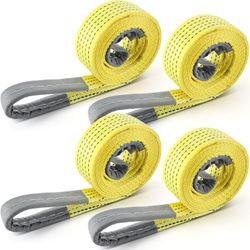 4-Pack Yellow Heavy-Duty Lift Sling Straps – Durable Web Slings for Hoisting & Lifting