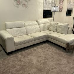 Sectional White Leather Sofa