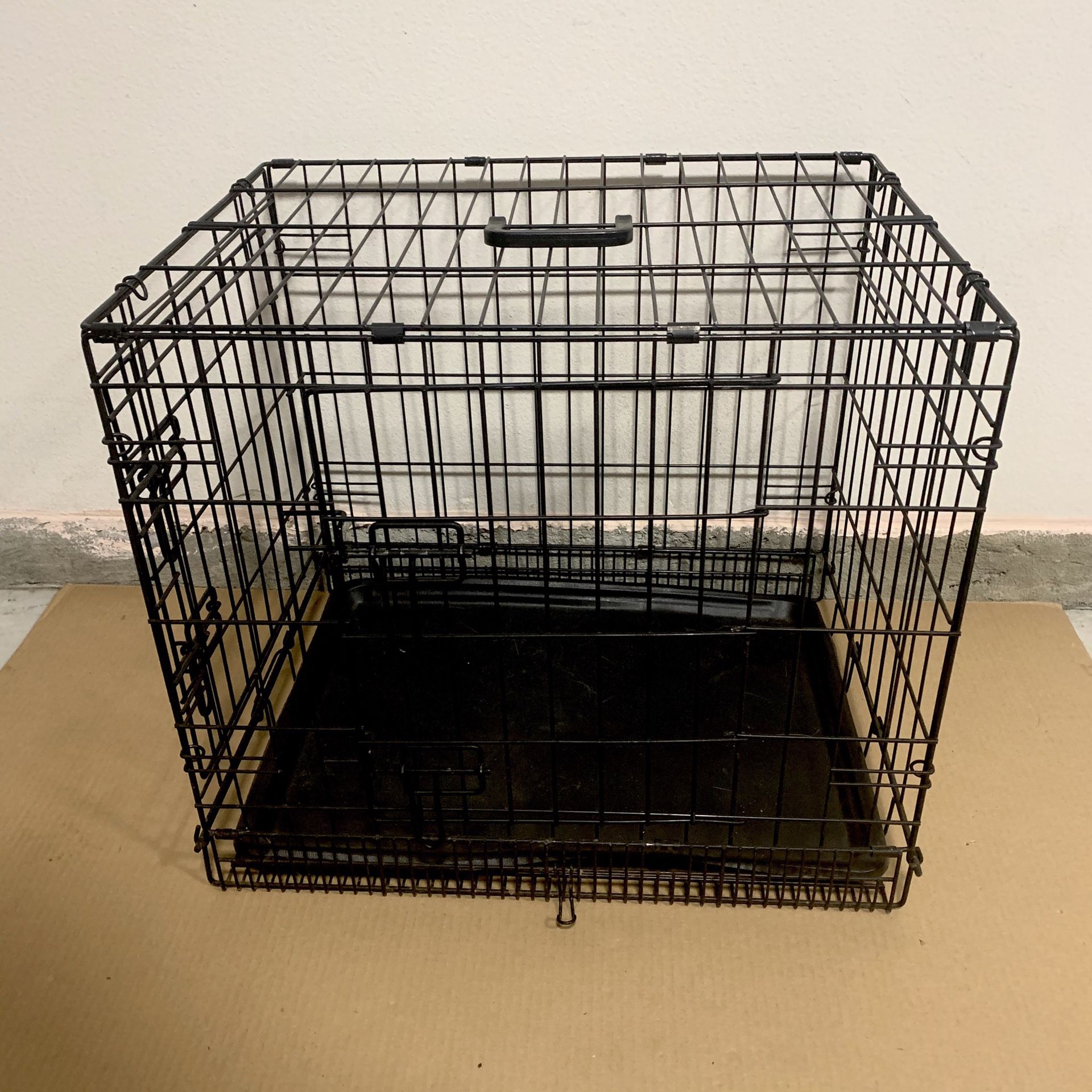 Foldable Pet Crate, Double Doors & Tray
