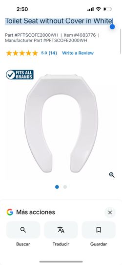 Elongated Open Front Commercial Toilet Seat without Cover in White