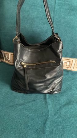 Black Faux Leather Hobo Purse