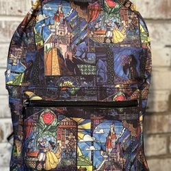 Disney Beauty And The Beast Backpack Stained Glass Large Multicolored