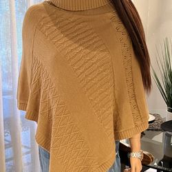 "Whisper" Camel Turtleneck Pullover Shaw 