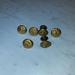 Vintage Gold Eagle Buttons (Set of 6) – Military Style Brass