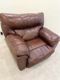 Brown leather power recliner