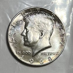 1968 D Half Dollar BU Original Toning!