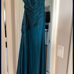 Teal Bridesmaid Dress W Stringed Corset In The Back Size 3/4