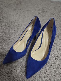 Suede Blue Shoes, Women, Size 7.5