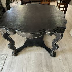 Black Leather Crocodile Table