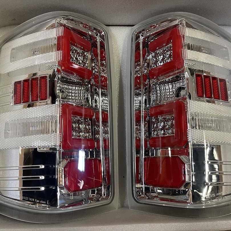 red 3D LED Taillights calaveras micas luces traseras 14-17 chevy silverado 