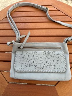 Light blue/gray leather purse NEW 10x6 1/2
