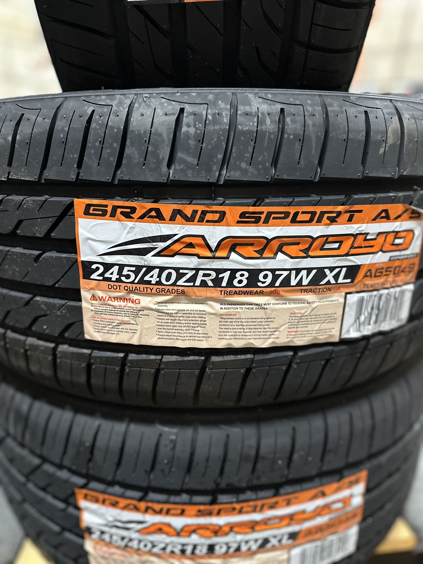 New Set Of (4) 245/40R18 Arroyo Grand Sport A/S All Season Tires For Sale