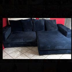 Large Blue Corduroy Sofa Couch