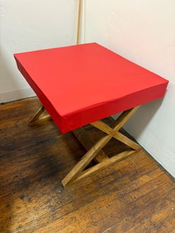 Red Top Side Table with X-Base