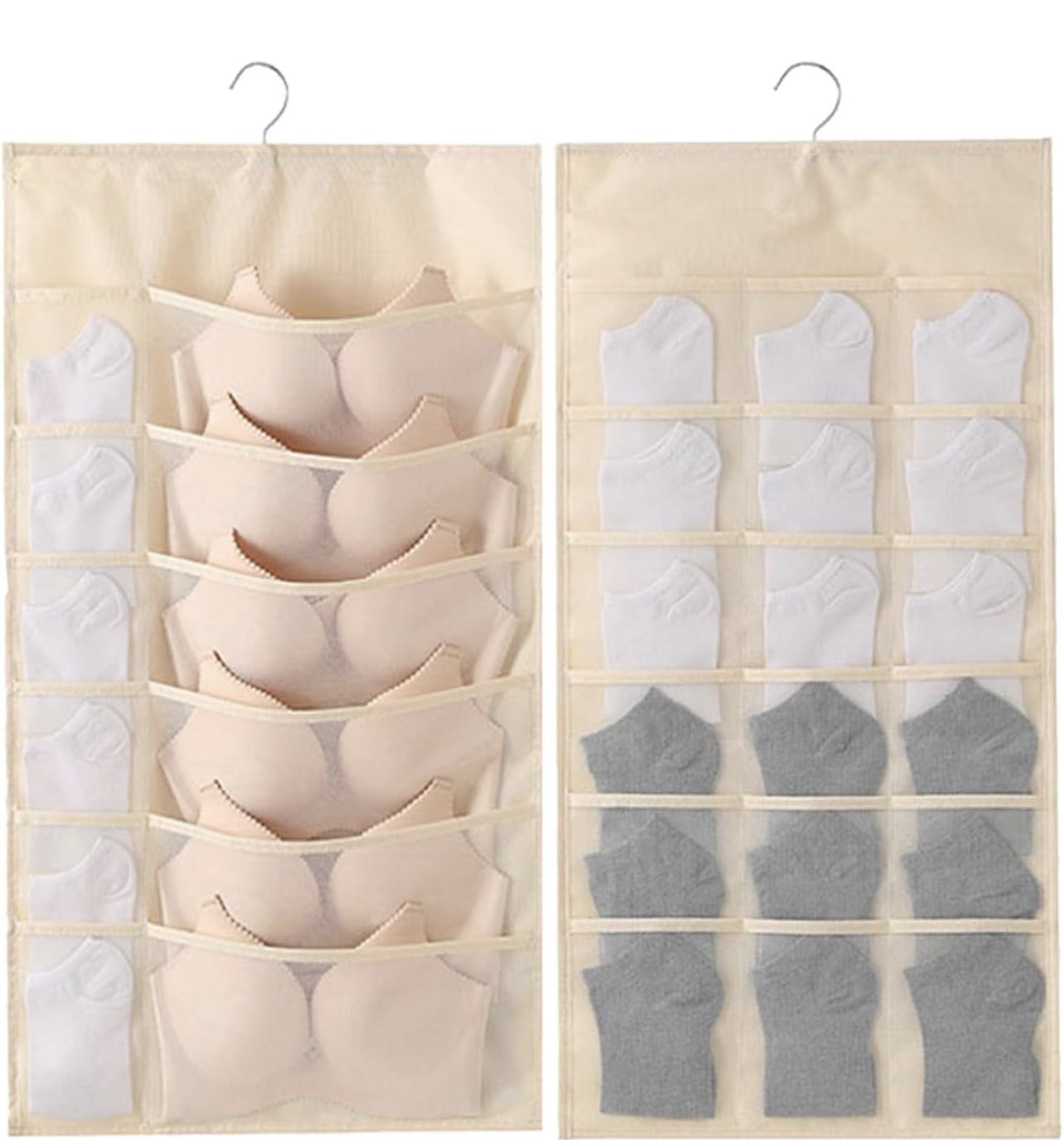 Bra and Underwear Hanging Storage Organizer, Wall Shelves Space Saver Bag, Dual Sided Wardrobe Closet for Hanging Storage Bag for Underpants, Lingerie