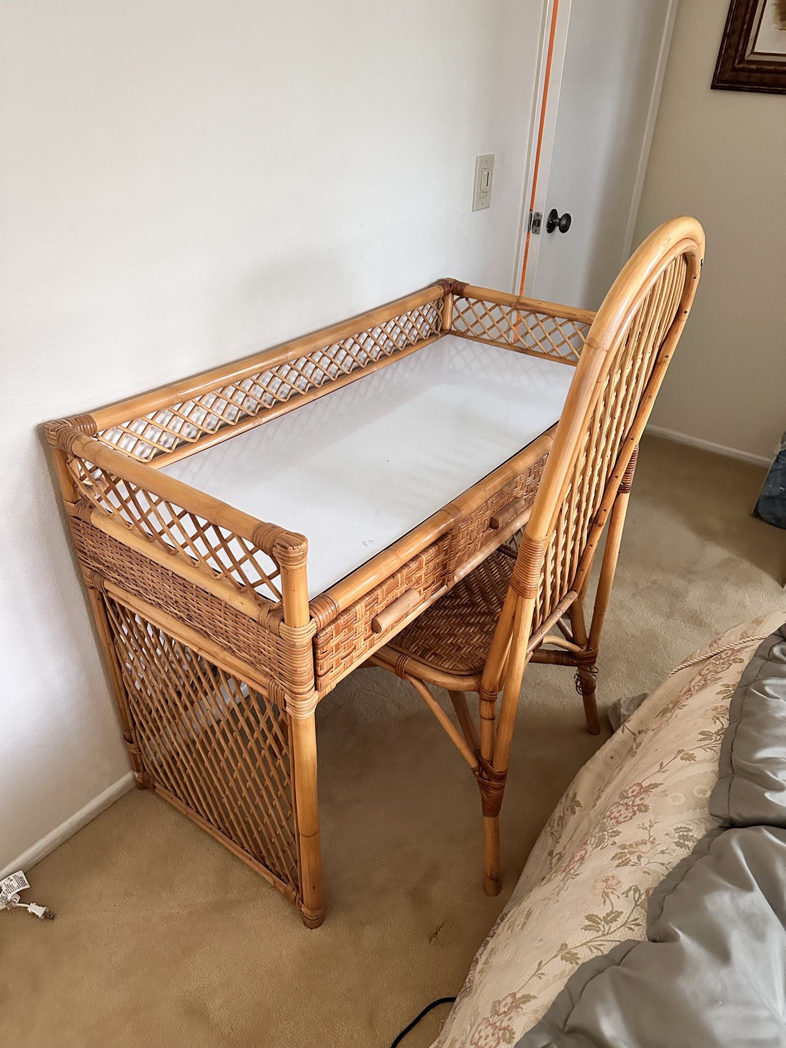 ** VINTAGE RATTAN/BAMBOO DESK AND CHAIR**