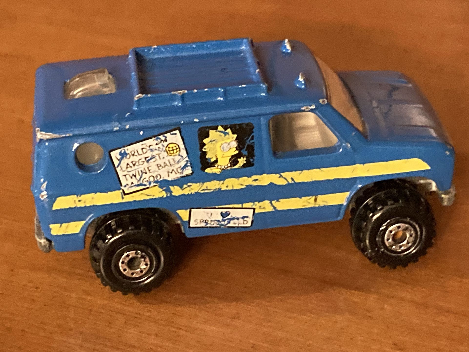 Vintage Hot Wheels The SIMPSONS Blue Bart & Lisa Metal Diecast Toy Van Car 4x4 Tires - See Pics!!