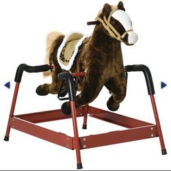 Spring Rocking Horse - Plush Bouncy Ride-On Toy with Sounds for Kids Ages 3-6 - Brand New in Box