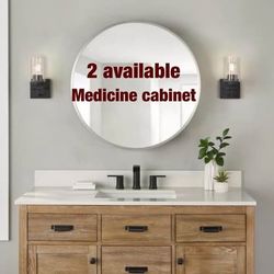30 in. W x 30 in. H Round Brushed Nickel Medicine Cabinet with Mirror