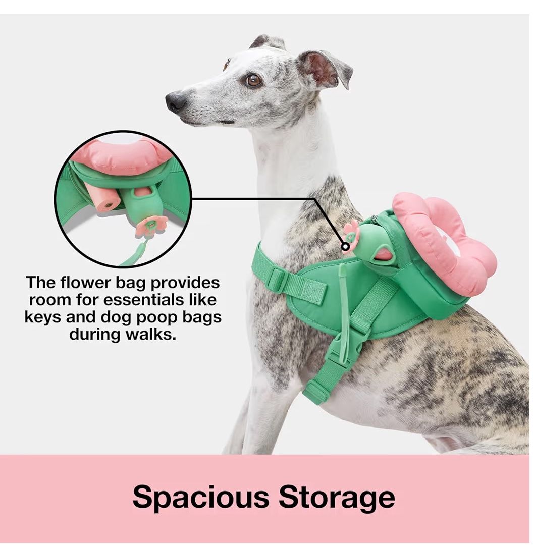 VETRESKA Flora Dog Harness, Leash and Collar Set, No Pull Dog Vest Harness for Walking and Training, Adjustable, Easy Control and Soft Padded Pet Harn