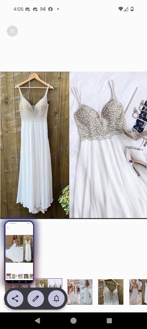 Lulu's Chiffon Wedding Gown With Pearl Bodice