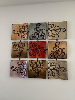Metal Wall Art 9-Panel Scroll Decor