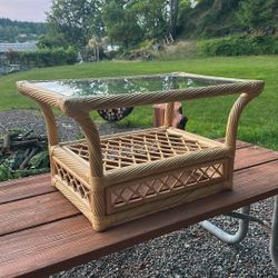 Wicker Coffee Table With Tempered Glass