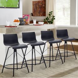 24in” Swivel Plastic Black chairs Set Of 4