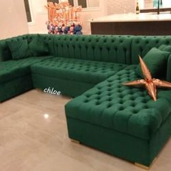 
\ASK DISCOUNT COUPON] sofa Couch Loveseat Living room set sleeper recliner daybed futon 🛎laur Velvet Green Double Chaise Sectional 