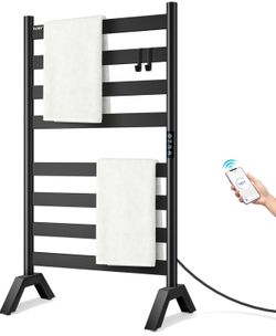 Heated Towel Rack Wall/Freestanding WiFi Electric Warmer Timer Temperature