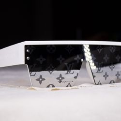 White Louis Vuitton Print Sunglasses