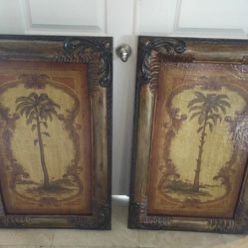 Pair Of Framed Palm Tree Paintings. 40” X 26” Each