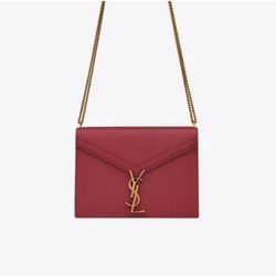 Saint Laurent Cassandra Red Leather Medium Shoulder Bag