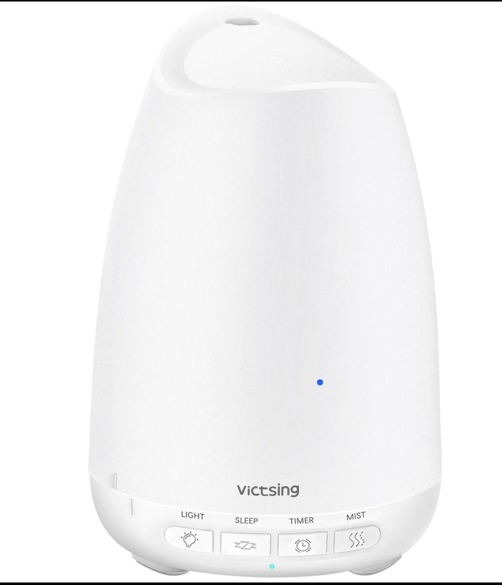 Victsing Essential Oil Diffuser, 150ml Aroma Diffuser Humidifier with Ultra-Quiet Sleep Mode, 8 Light Colors, 3H Timer, Waterless Auto-Off