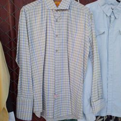 R Lewis Men's Button Up Dress Shirt Casual 